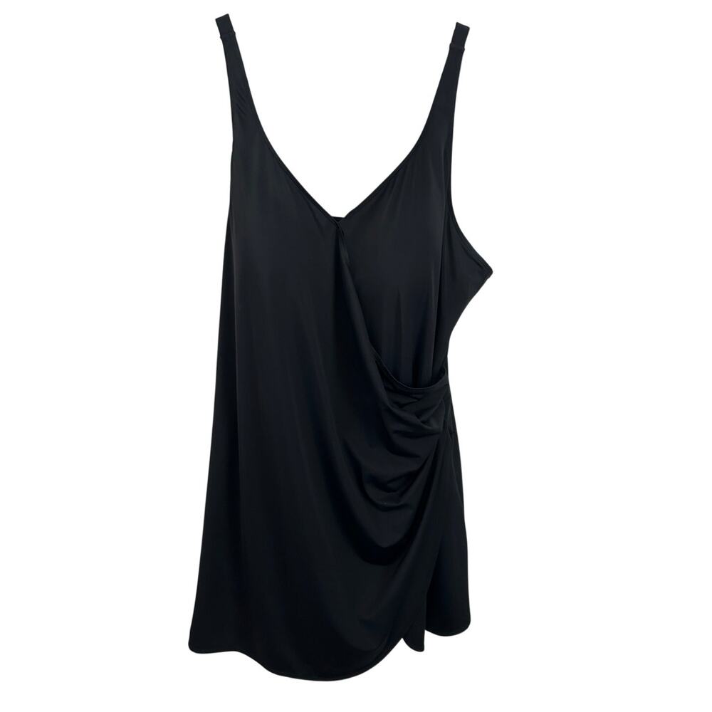 Isaac Mizrahi Live Bridgehampton Black Draped One-Piece Swimsuit 28W